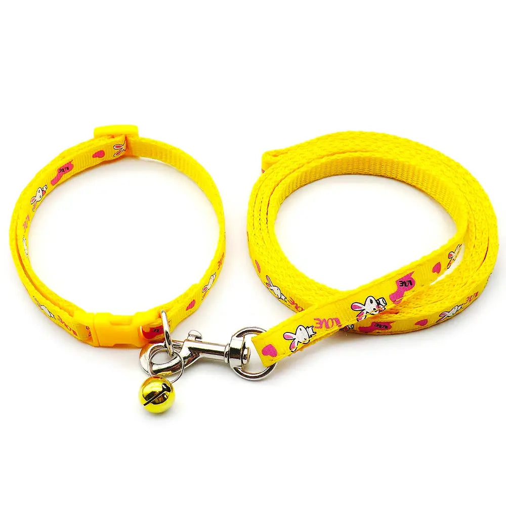 24pcs Dog Cat Collar Leash Adjustable Pet Collar Lead with Bell for Rabbit Puppy Cat Pet Products Outdoor Walking Poodle Terier