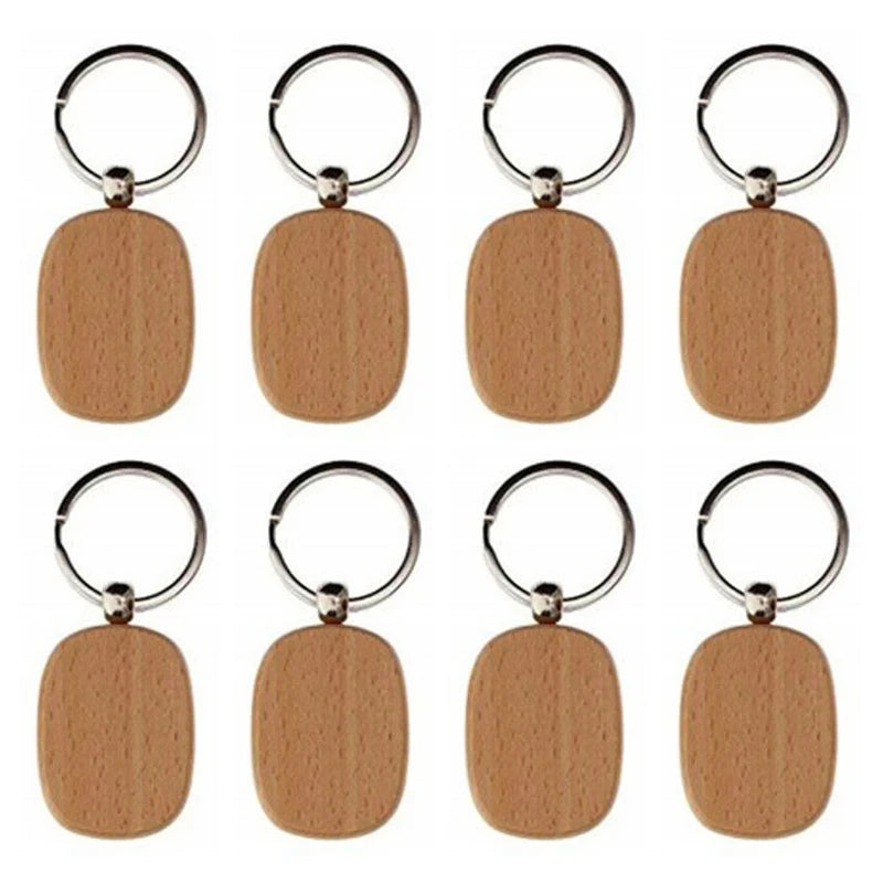 Wholesale 100pcs Wood Key Chain Blank Tags Personalized Dog ID Tags Keychains Customized Tag Custom Engraved Logo Name ID Tag