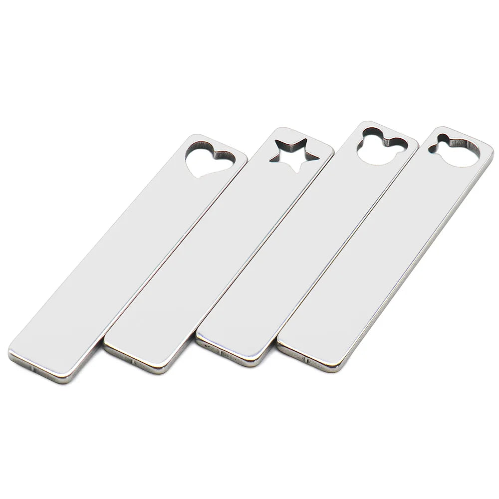 100Pcs Pet Dog Stainless Steel Rectangle Metal Blank Tag Memorial Pendant Necklace Jewelry Makings