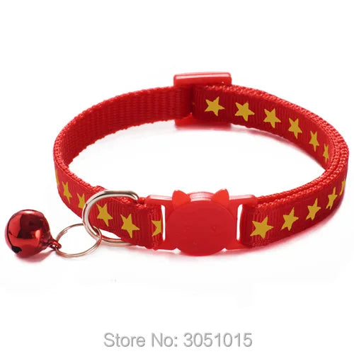 100 pcs Coloful Pet Supplies Star Cat Collar Buckle Collar Cat Pet Supplies Cat Accessories Collar With Bell Adjustable Puppy Id