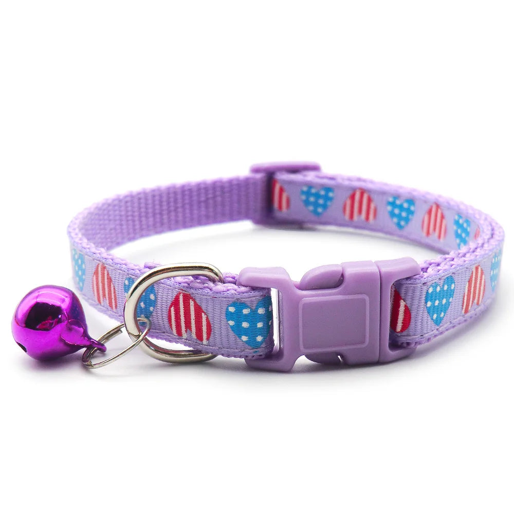 Pet Dog Collar 100 24 Pcs Heart Print For Cat Adjustable Buckle Dog Collar Cute Pet Neck Ring Dogs Neck StrapID Tag Accessories