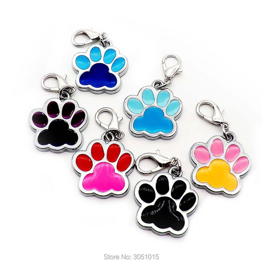 Wholesale 100 Pcs Paw Nametag Pendant Anti-lost Bone Customized Dogs Collars Personalized Dogs Collar Accessories ID TAG Pet Pr