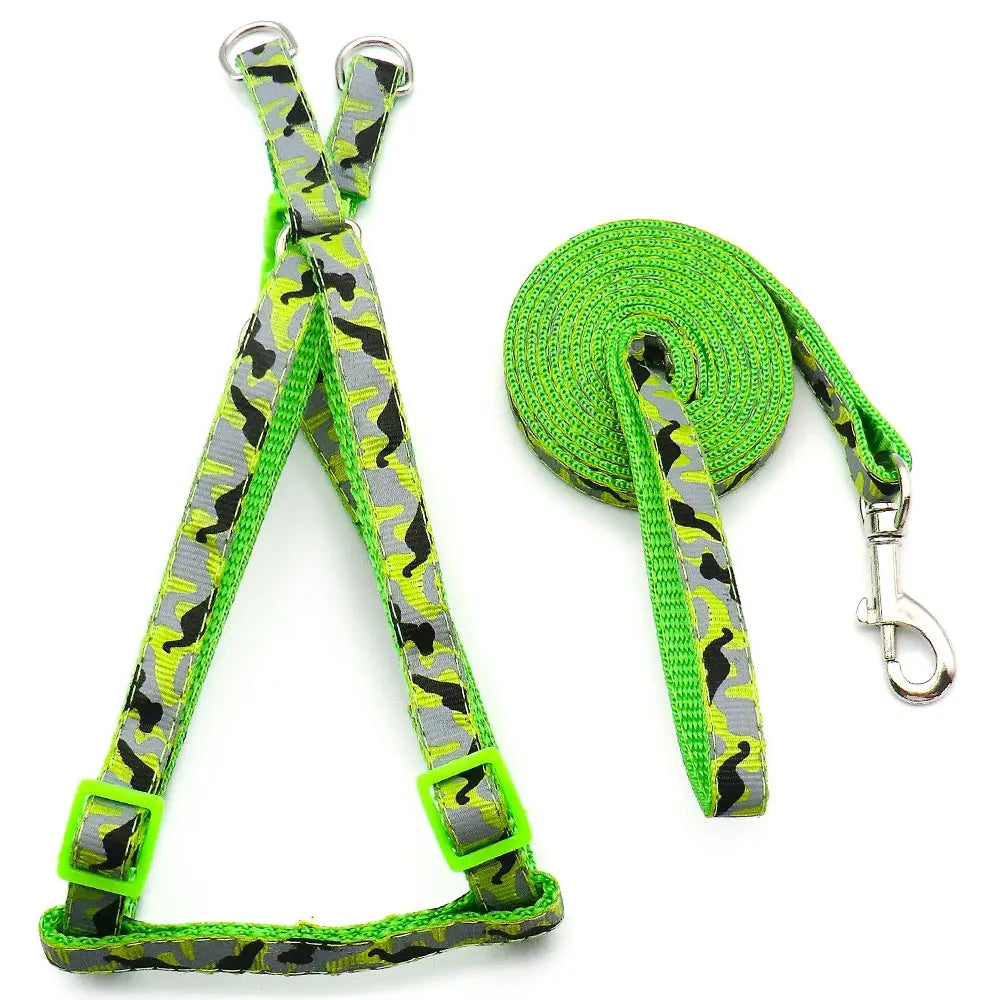 24pcs Camouflage Pet Dog Harness No Pull Adjustable Dog Leash Vest Classic Polyester Running Leash Strap Puppy Cat TrainingStrap