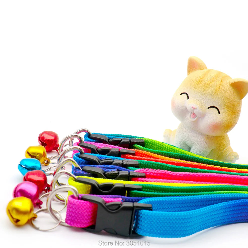 Wholesale 100Pcs Rainbow Colllar with Bells For Dog Cat Adjustable pet dog kitten puppy collar dog necklace for pet collar