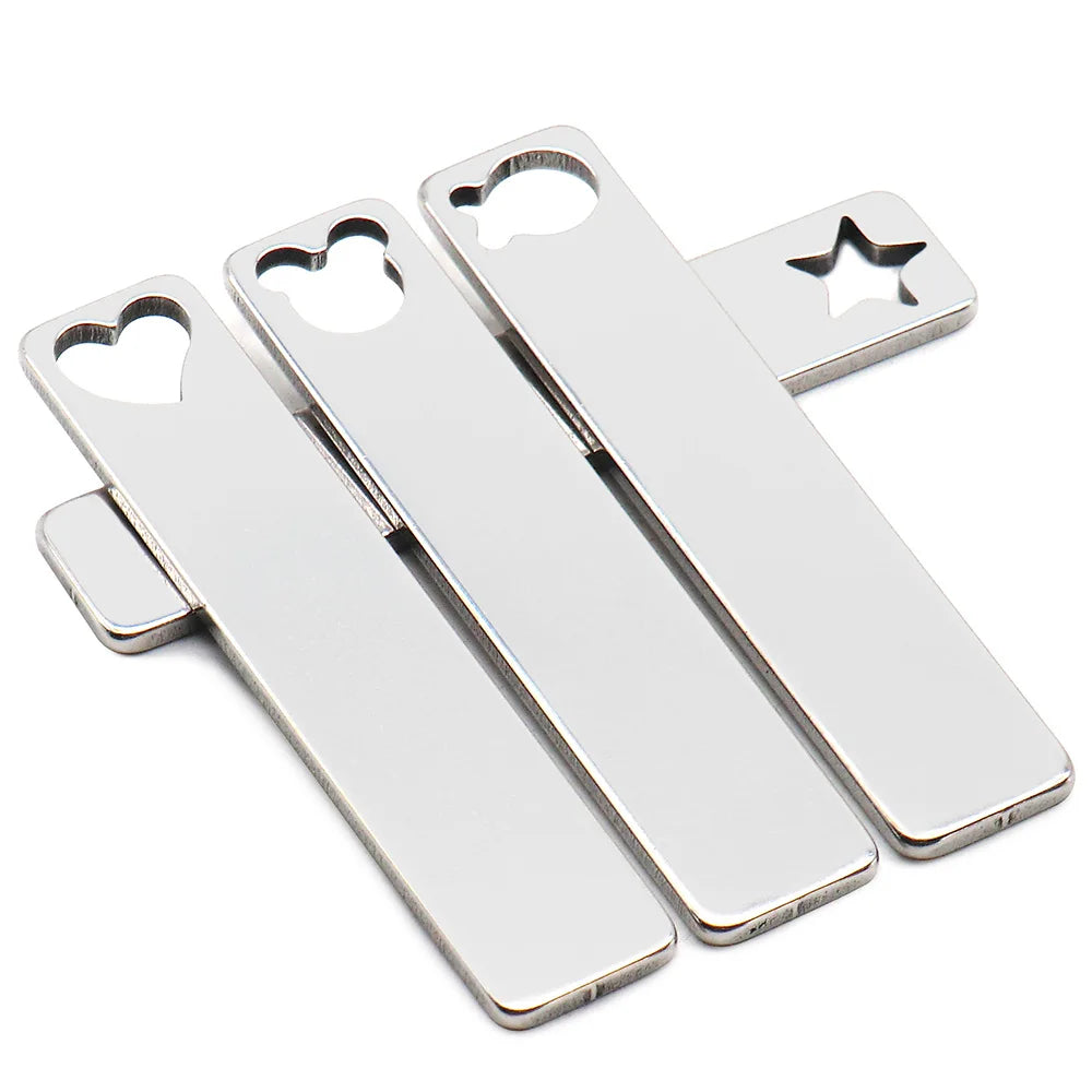 Wholesale 20pcs/Lot Stainless Steel Engraved Square Blank Bar Pendant Metal Pet ID Tag Necklaces Keyring Accessories