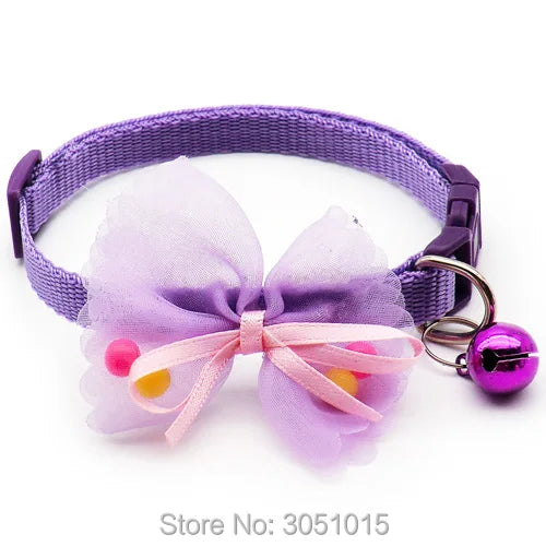 24pcs Pet Cat Collar Bow with Bell Fashion Adjustable Kitten Cat Tie Cat Neck StrapColorful Accessories Pet Supplies