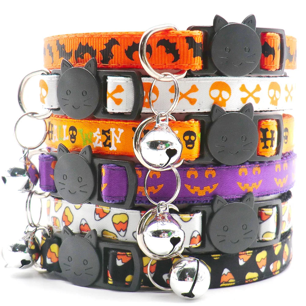 Wholesale 100PCS Halloween Pet Cat Collar Plate Decoration Festival Cats Necklace Celebrate Dog Collar Chain