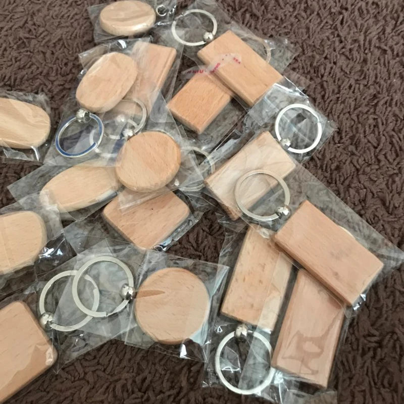 Wholesale 100pcs Wood Key Chain Blank Tags Personalized Dog ID Tags Keychains Customized Tag Custom Engraved Logo Name ID Tag