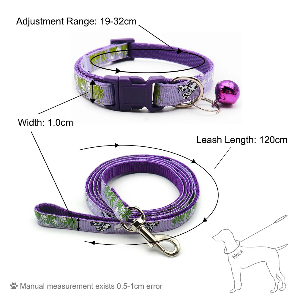 24 Sets Cat Dog Collar Collar Leash Adjustable Pet Traction Cat Color Halter Collar Cats Personalized Products Pet Walking Belt