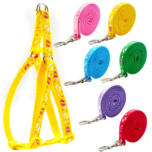 24Sets Small Dog Cat Harness Cartoons Leash Adjustable VAll Seasons Est Collar Puppy Outdoor Walking Pets Product Anti-lost