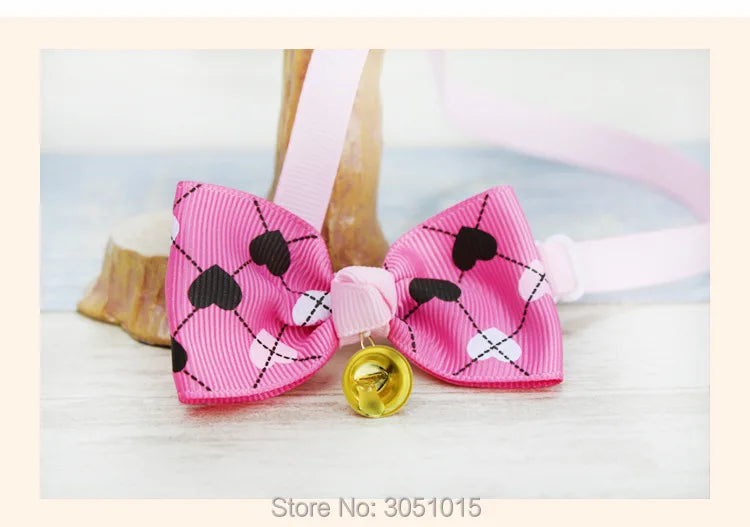 Wholesale 100 Pcs Heart Small Dog Collars Cotton Bowknot Necklace Bulldog Chihuahua Bow Tie Puppy Cats Party Bandana Pet Collar