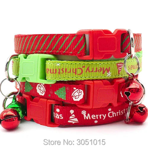 100pcs Printed Christmas collar 1.0cm Pet Collar Adjustable Lovely Festives Gifts Safety Collars Christmas Series High Quality