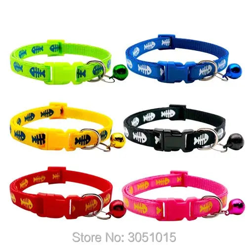 Wholesale 100Pcs Cat Dog Collar With Bell Adjustable Buckle Dog Collar Cat Puppy Pet Supplies Shop Cat Dog Accessories Small Dog