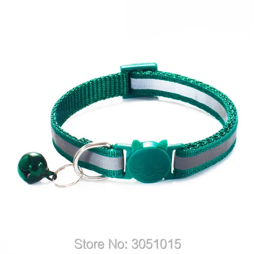 Wholesale 100Pcs Adjustable Reflective Dog Collars With Bell Buckle ID Tag Namep Easy Wear Puppy Dog Cat Collar Accessories