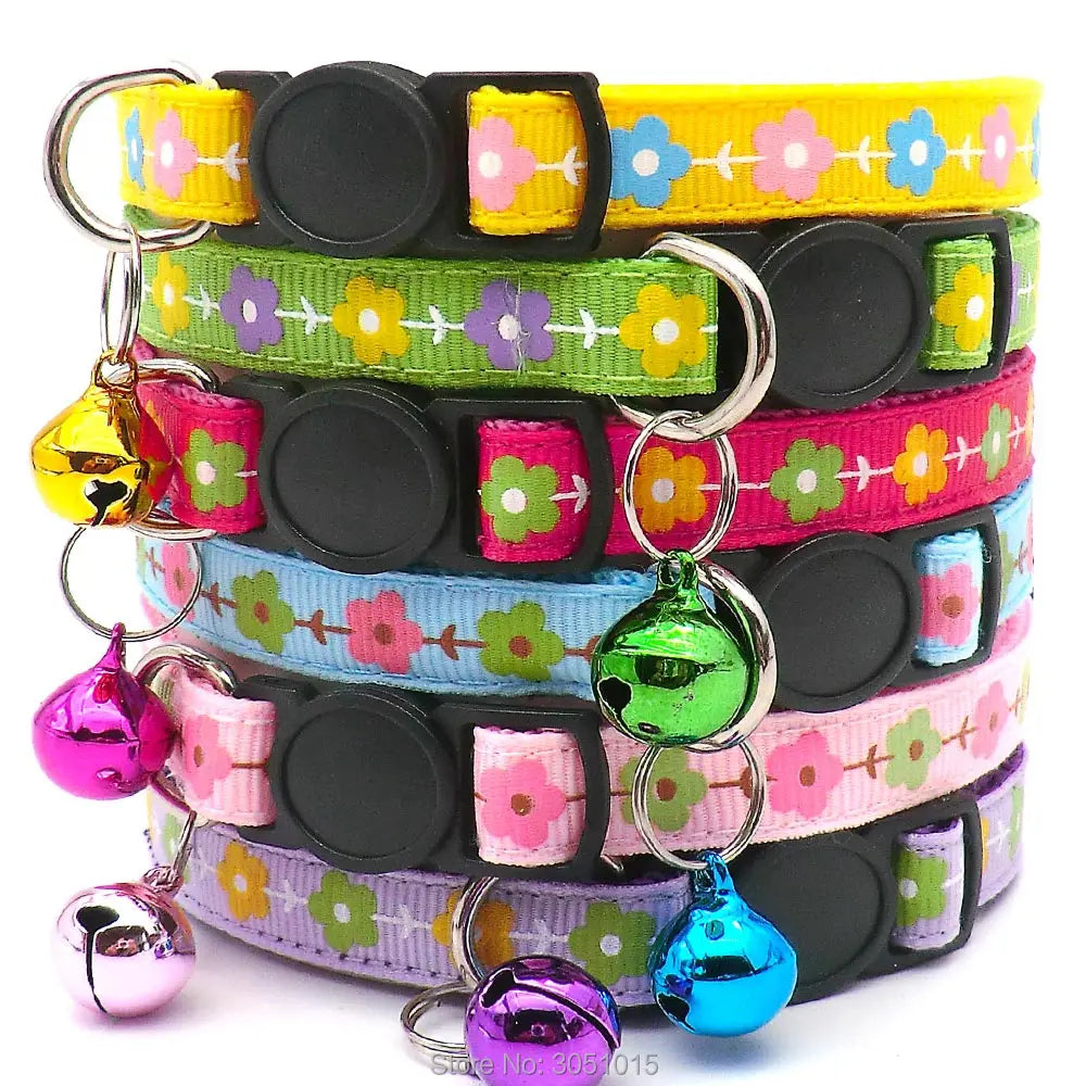 24Pcs Safety Button Cat Collar Safety Breakaway Small Dog Cute Nylon Adjustable Collar with bell for Puppy Kittens Necklace