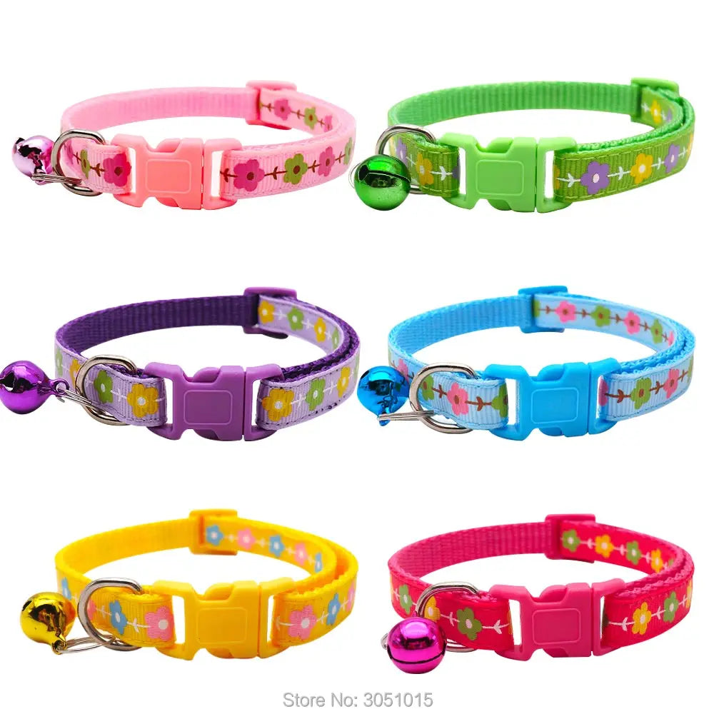 100Pcs Pet Dog Collar Adjustable Buckles Personalized Pet Supplies Accessories Follwer with Bell Dog Collar Neck Strap For Puppy