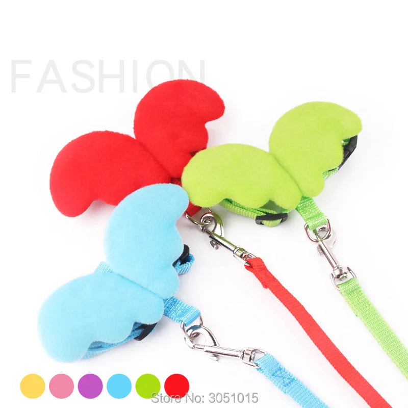 Wholesale 20Pcs Cute Angel Pet Dog Leashes Collars Puppy Leads for Small Dogs Cats Designer Wing Adjustable Dog Harness Pet id