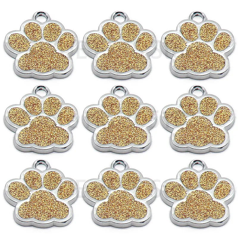 Wholesale 100Pcs Paw Identity Pendant Dog Tag Round Name Plate Pet ID Tag For Dogs Cats Personalized Custom Engraved Keychain