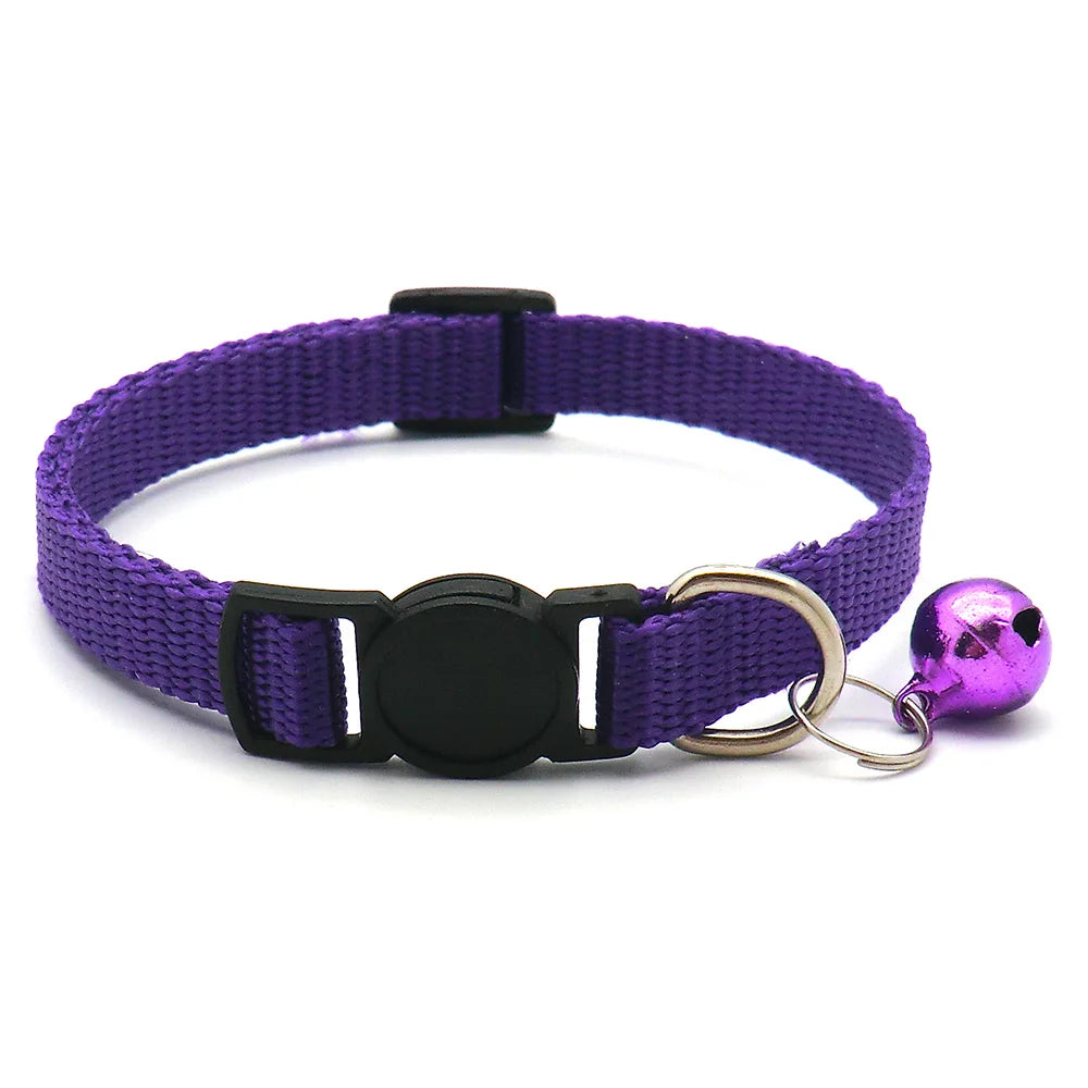 Wholesale 24Pcs Safety Casual Solid Color Neck Strap Fashion Walking Outside Pet Cat Dog Collar With Bell Delicate