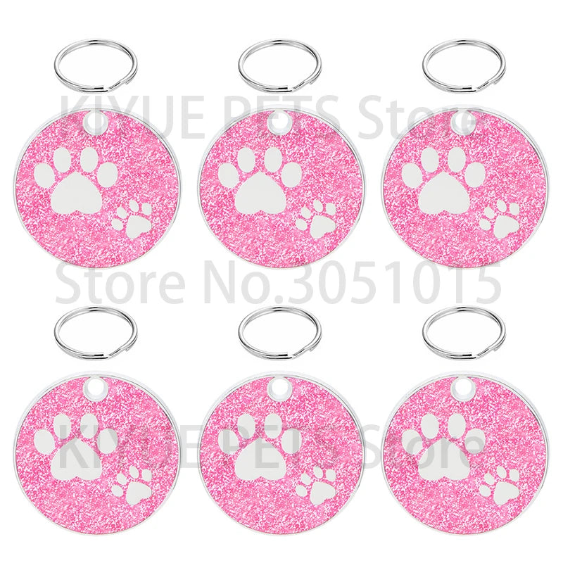 Wholesale 100pcs Shiny Dog Tag Necklace Pendants Personalized Pet ID Tag Engraved Name Number Address Collar MetalPuppy Cat Neck