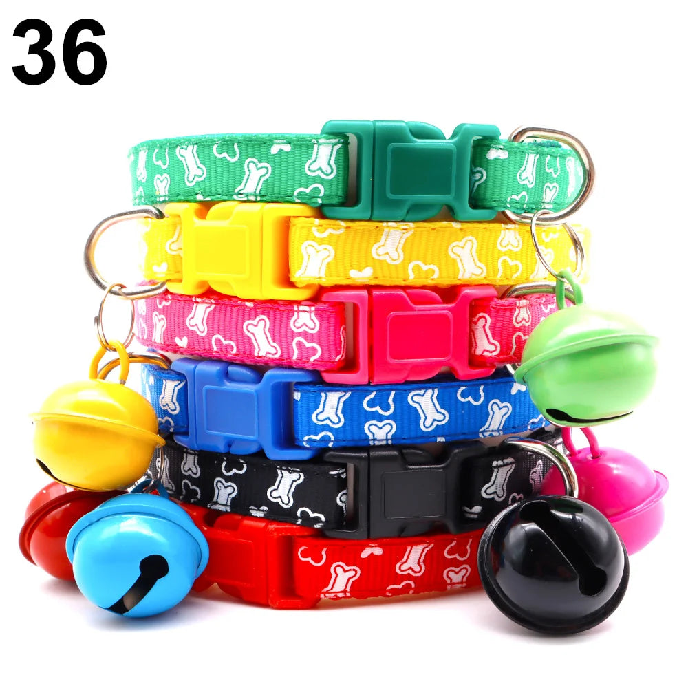 24PCS Cute Bell  Collar Different  Teddy Bomei Dog Cartoon Footprint Cat Colth Supplies Pets Leads Product Dropshipping