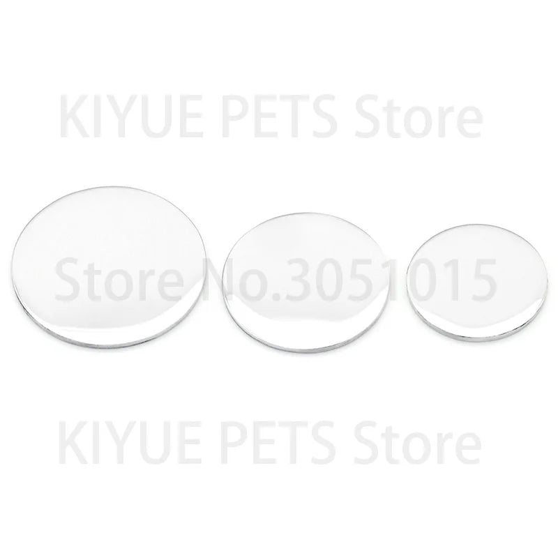 100Pcs Stainless Steel Dog Tag Mirror Polished 25-30-35mm Disc Round PET Plate Cat Pendant Bracelet Necklace DIY Jewelry Charm