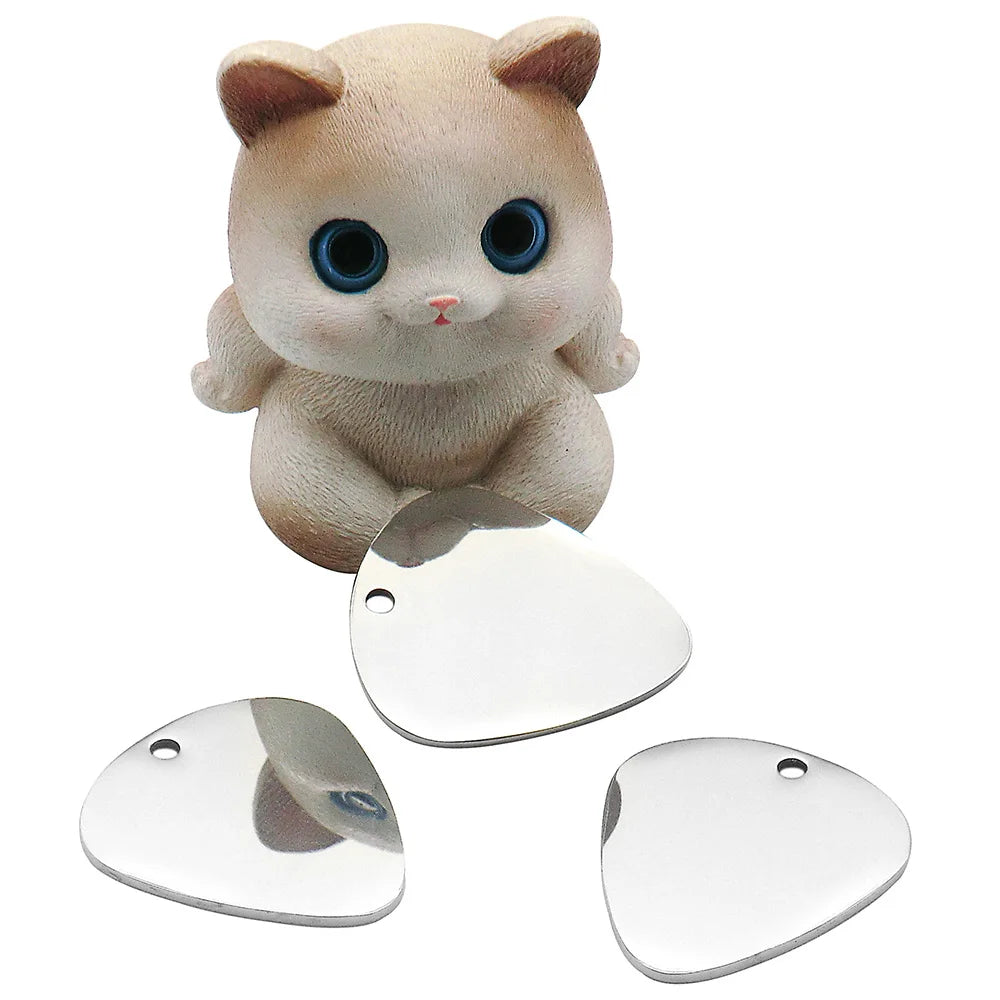 20PCS Dog ID Tag Blank Stainless Steel Personalized Charm Pendant Necklace Guitar Picks Pet Cat Custom Puppy Kitten Collar Acces