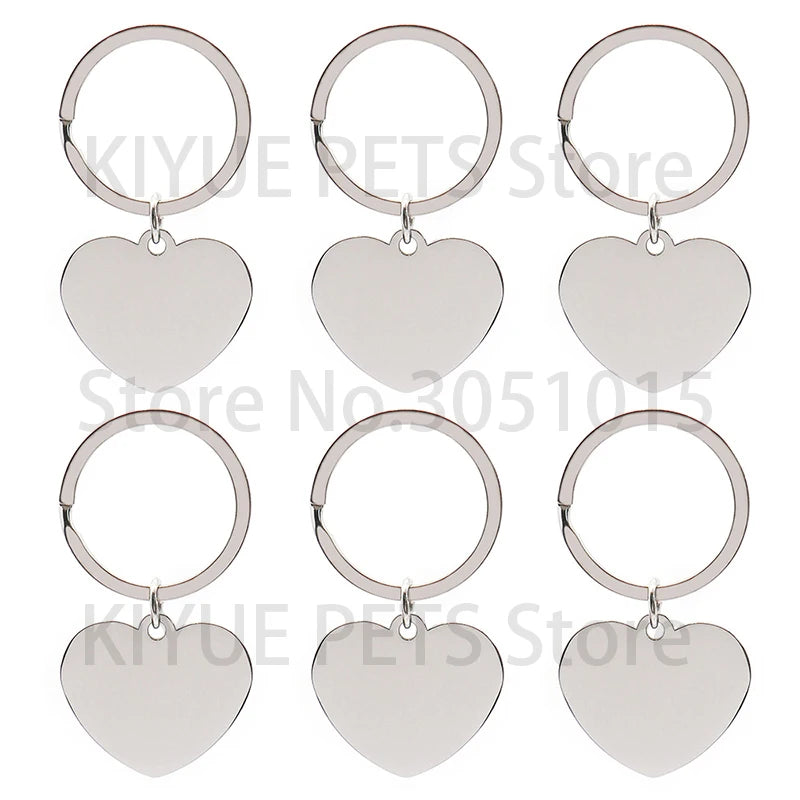 50Sets Love Dog Tags Blank Stainless Steel Keychain Personalized Engraved Can Customized Text Festival Gifts Ring Name Anti-lost