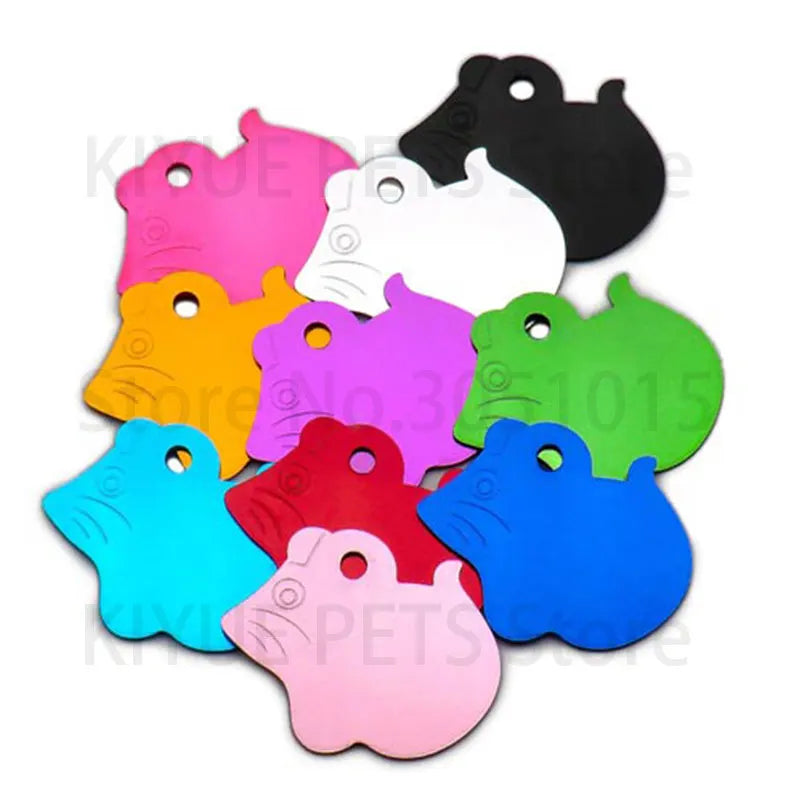 KIYUE 20pc Mouse Shape Personalized Engraving Pet Id Tags Dog Cat Tag Dog Identification Customized Name Address Telephone Text