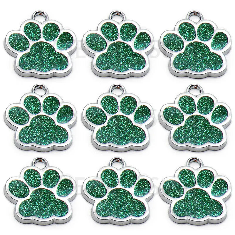 Wholesale 100Pcs Paw Identity Pendant Dog Tag Round Name Plate Pet ID Tag For Dogs Cats Personalized Custom Engraved Keychain