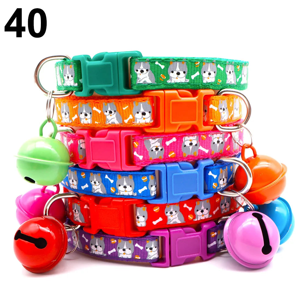 24PCS Cute Bell  Collar Different  Teddy Bomei Dog Cartoon Footprint Cat Colth Supplies Pets Leads Product Dropshipping