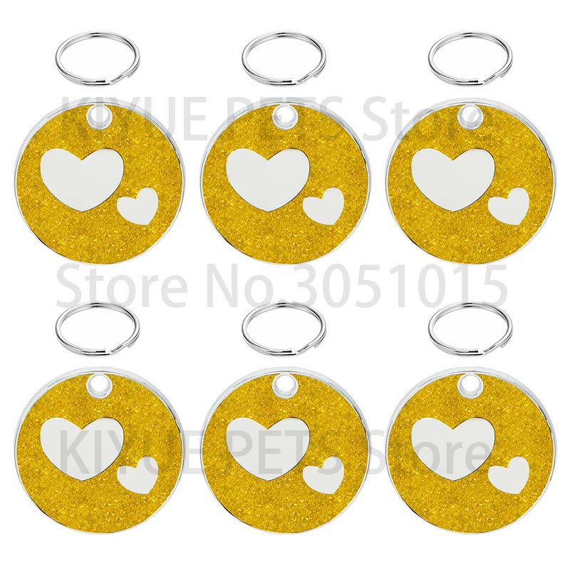 100PCS Personalized Pet ID Tags Engraved Pet Name Heart Number Address Cat Dog Collar Animal Round Pendant Puppy Rabbit Necklace