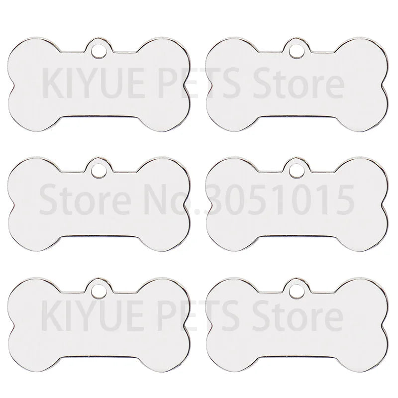 Wholesale 100 Pieces Stainless Steel Bone Pet Identity Dog ID Tag Personalized Laser Custom Cat Collar Accessories