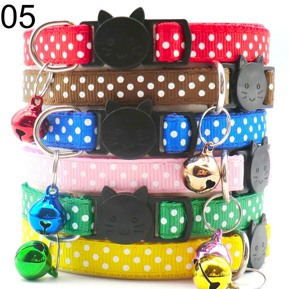 Wholesale 24 PCS Adjustable Cloth Material Pet Dog Chain With Cat Face Button Neckband With Bell Fashion Halter Collar