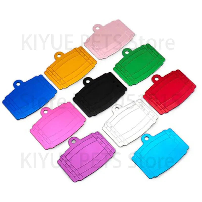 Wholesale 100Pcs Big Pail Anodize Aluminum For Dog Name Tag Double Sided Custom Engraved Pet ID Tag Customized Custom Engraved