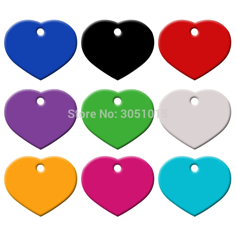 Wholesale 20Pcs Customized Personalized 2 Sides Heart shaped Aluminum Dog Cat Tag Pet Collar Accessories ID Tag Name Telephone