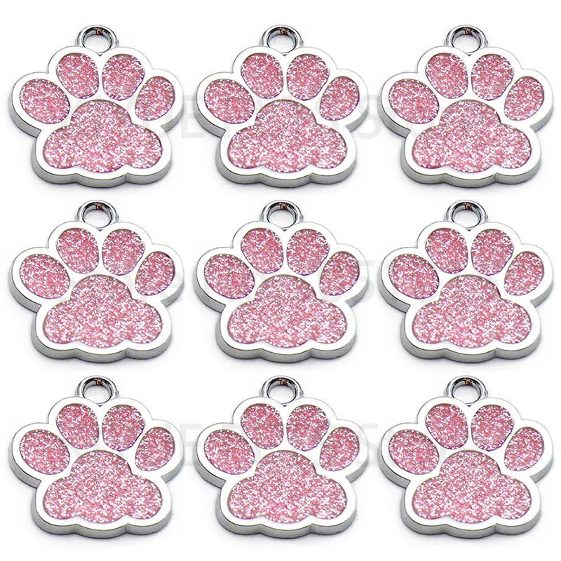 Wholesale 100Pcs Paw Identity Pendant Dog Tag Round Name Plate Pet ID Tag For Dogs Cats Personalized Custom Engraved Keychain