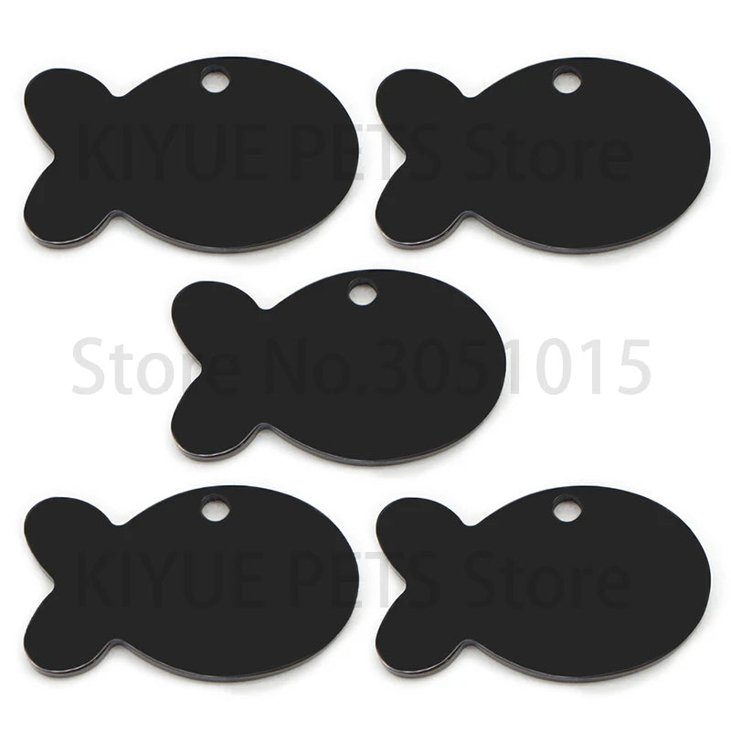 100PCS Personalized Pet ID Tag Fish Shape Stainless Steel Blank Engraved Pendant Accessories Key Ring Gift