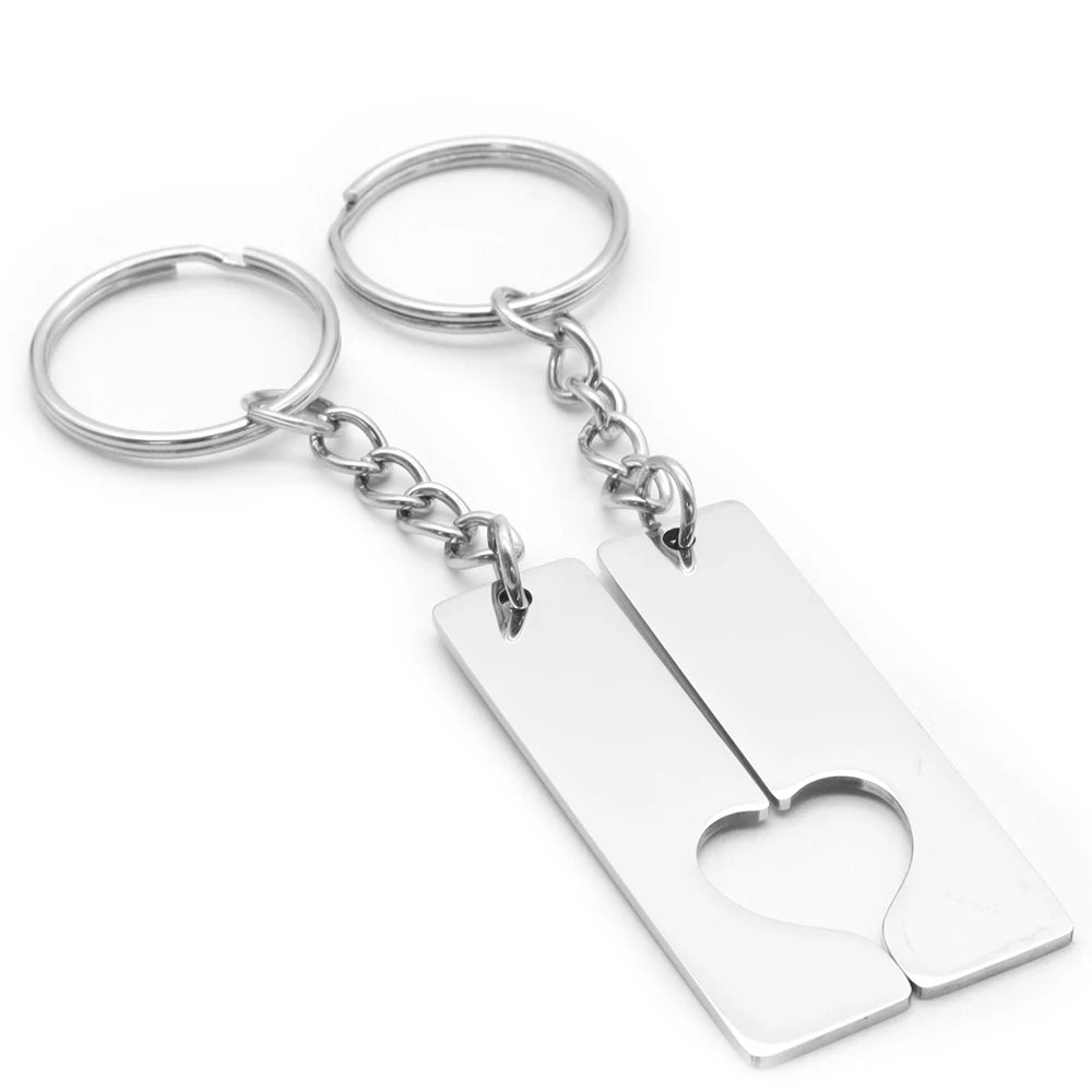 50/Pairs Custom Engravable Rectangular Stainless Steel Pendants Personalized Couple Keyring Charm Accessories