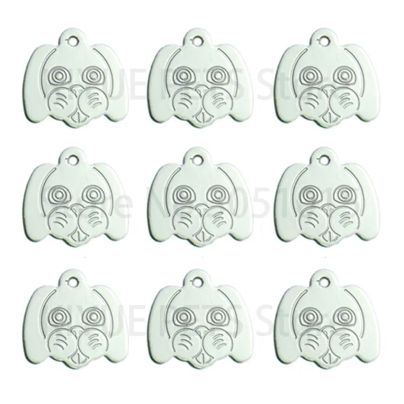 100Pcs Personalized Pet ID Tag Aluminum Dog Head Pendant Engravable Anti Lost Puppy Colar Charm Accessories