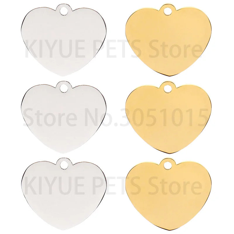 20PCS Heart-shaped Stainless Steel Dog ID Tag Pet Nameplate Pendant Custom Personality Engraved Cat Identity Necklace Accessorie