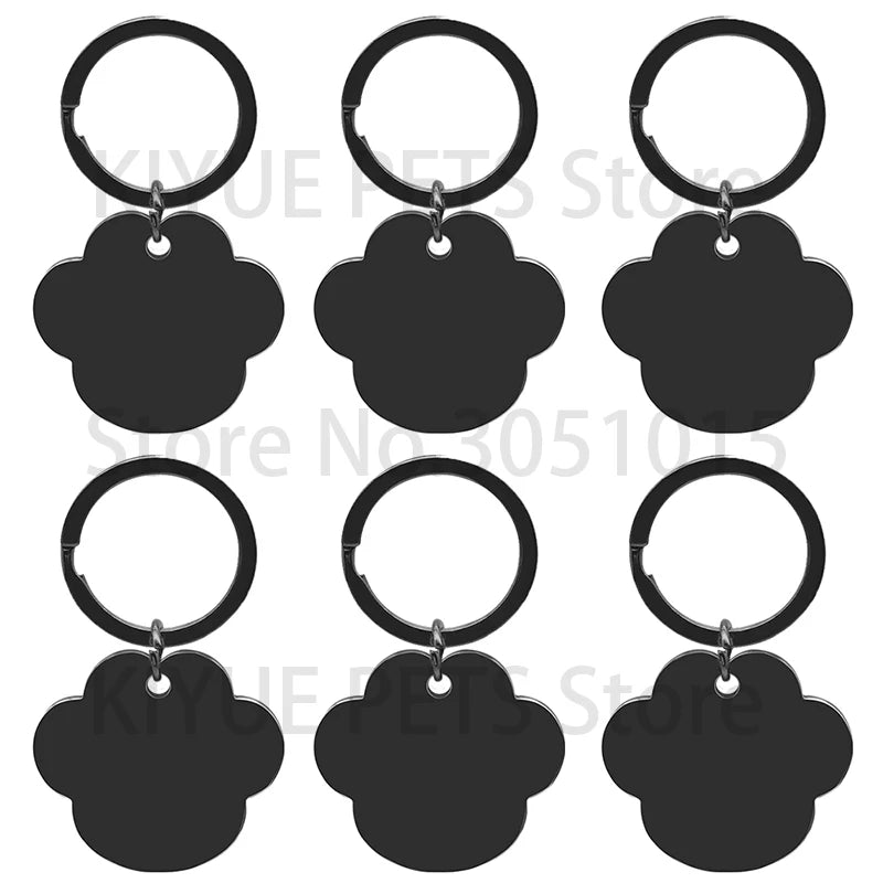 20PCS Personalized Dog ID Tag Blank Engraving Cat Paw Stainless Steel Name Pendant Collar Anti-Lost Puppy Accessory Keyring