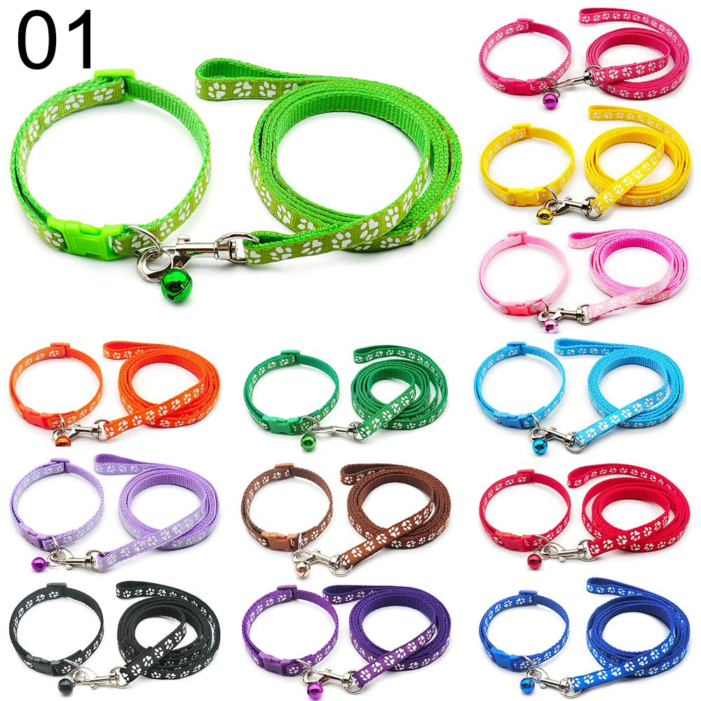 24Sets Lovely 120cm Paw Dog colloar Leash High Quality Long Pet Walking Lead Rope Dog Daily Walking Leash Supply Pet Supplies