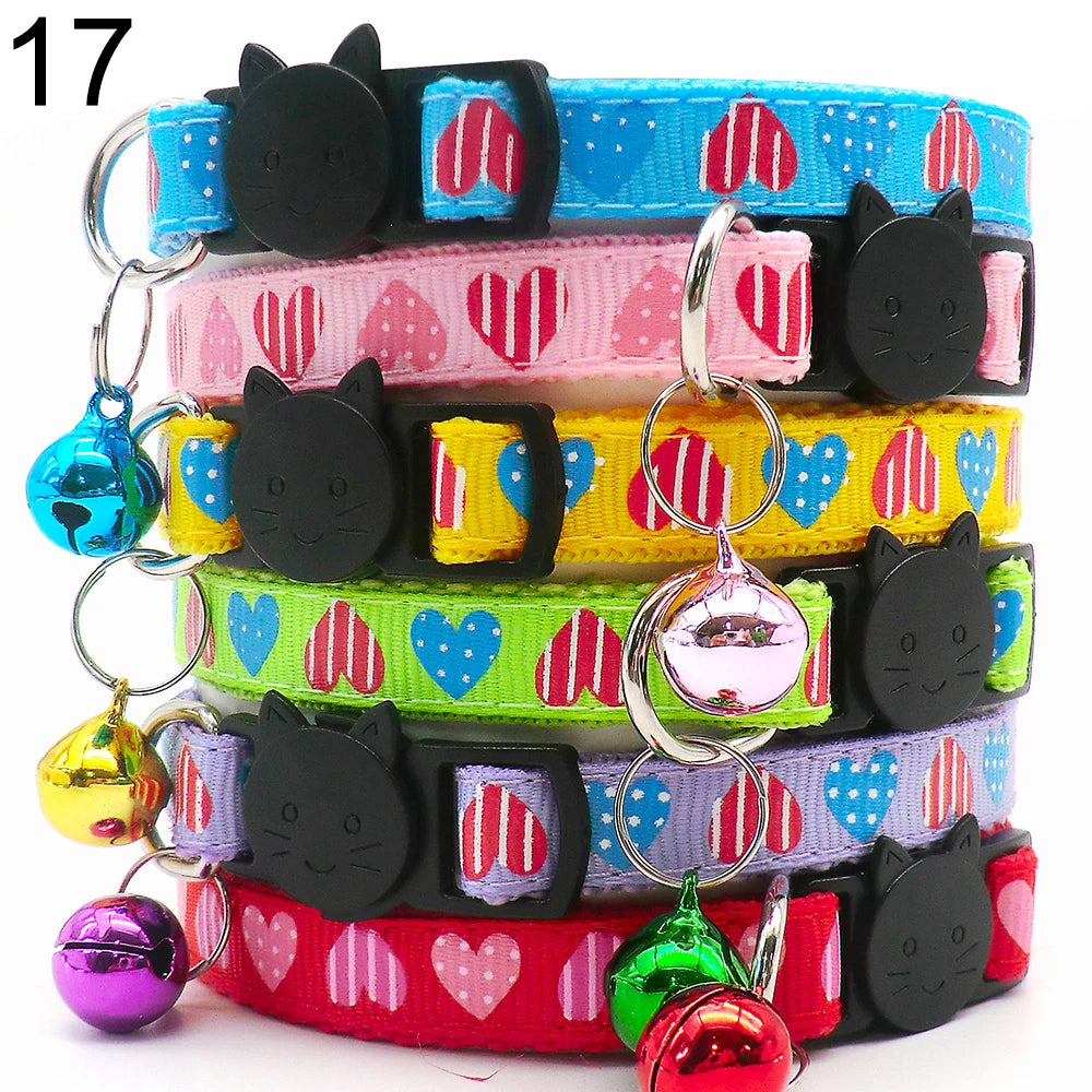 Wholesale 24 PCS Adjustable Cloth Material Pet Dog Chain With Cat Face Button Neckband With Bell Fashion Halter Collar