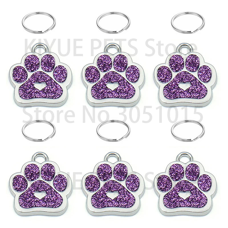 Wholesale 20pcs Dog Tag Engraved Pet Dog Collar Accessories NamePendant Anti-lost Pet Supplies Personalized Metal Key Ring Plate