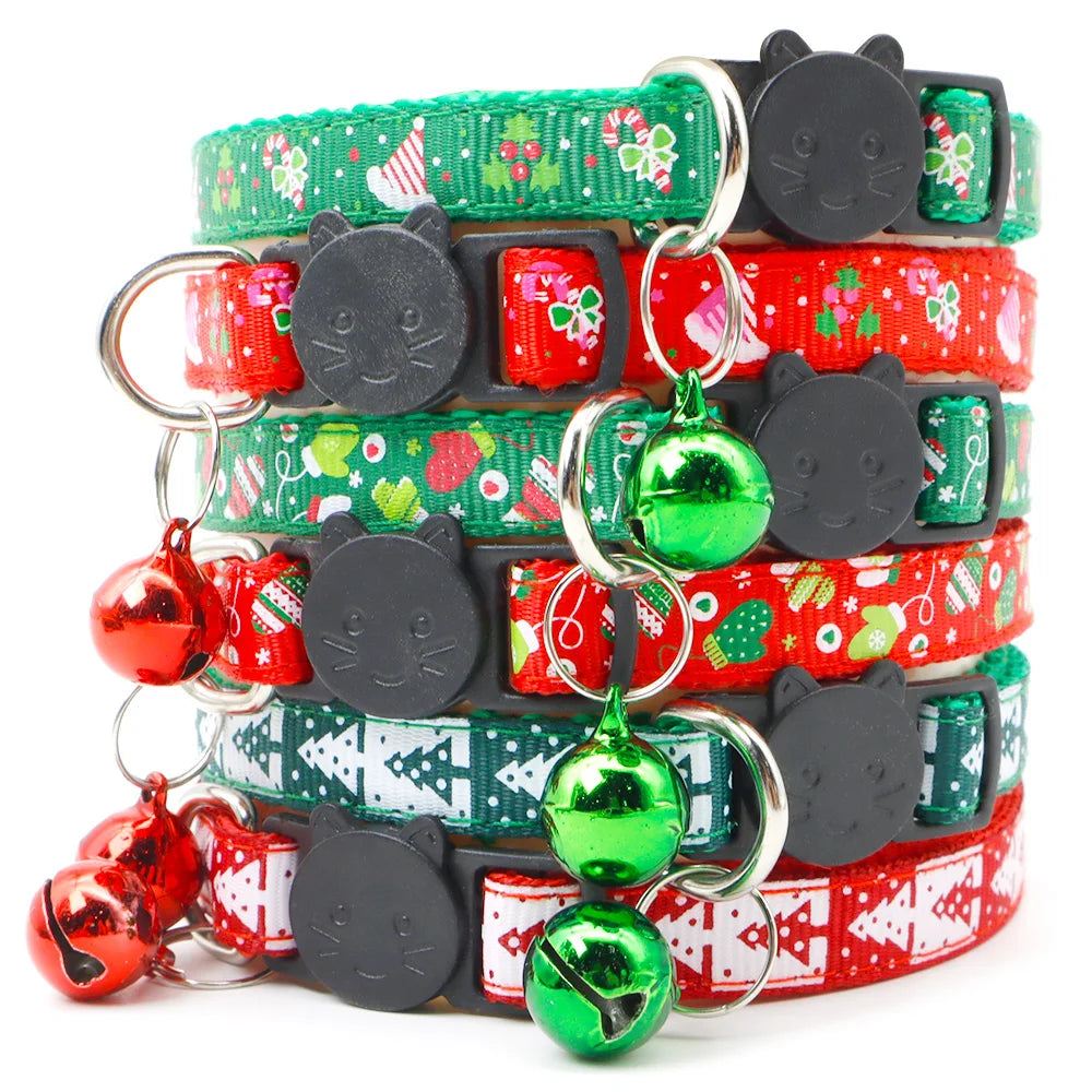 100Pcs Pet Christmas Collars Cats Dogs Knitted Animal Accessories Holiday Bow Tie Adjustable Neck Strap Grooming Festival Happy