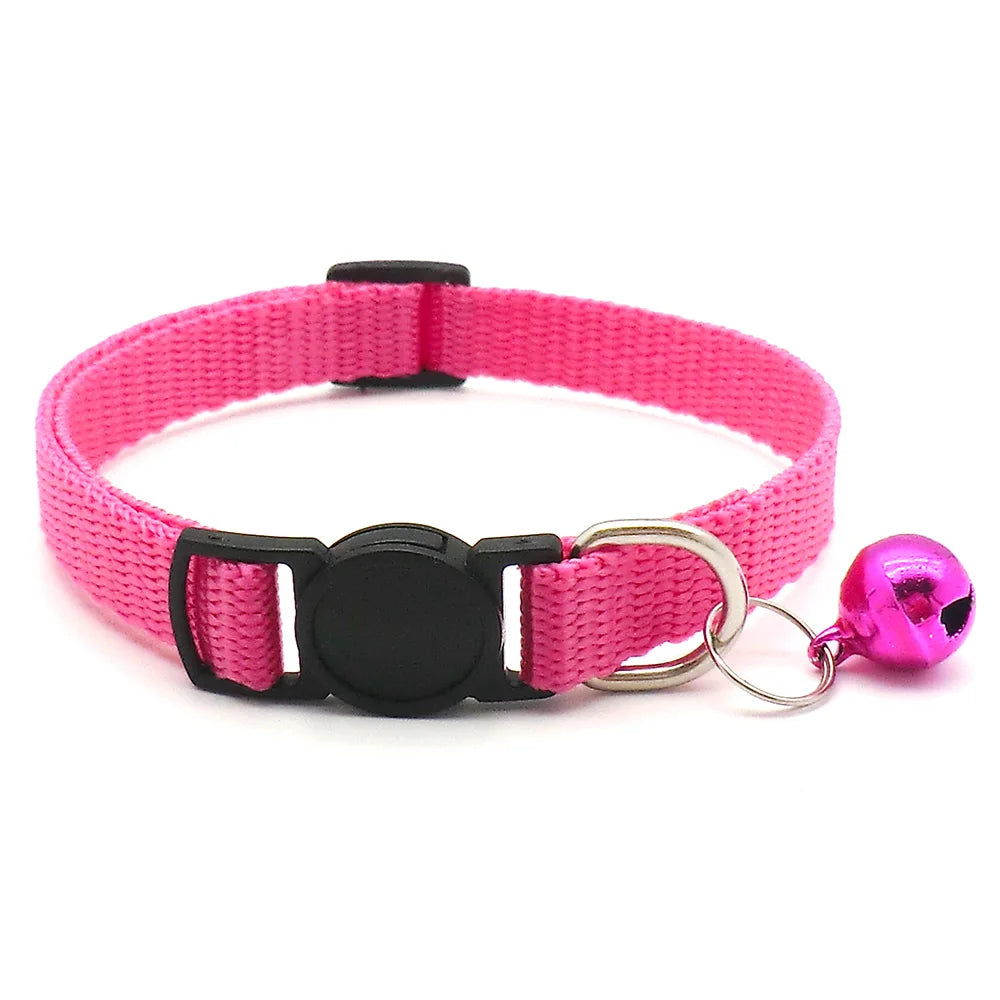 Wholesale 24Pcs Safety Casual Solid Color Neck Strap Fashion Walking Outside Pet Cat Dog Collar With Bell Delicate