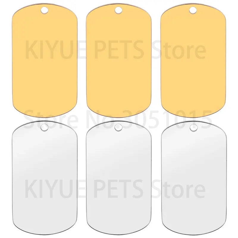 100Pcs Stainless Steel Cat Dog Tag Military Personalised Necklaces Style Blank Custom Make Lase Pet Id Plate