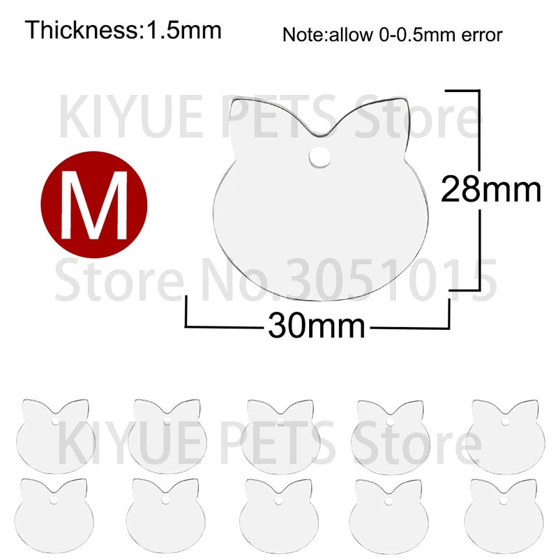 100Pcs Dog Cat ID Tag Engraved Personalized Pet Collar Charm Blank Name Pendant Bone Keyring Necklace Accessory Dropshipping