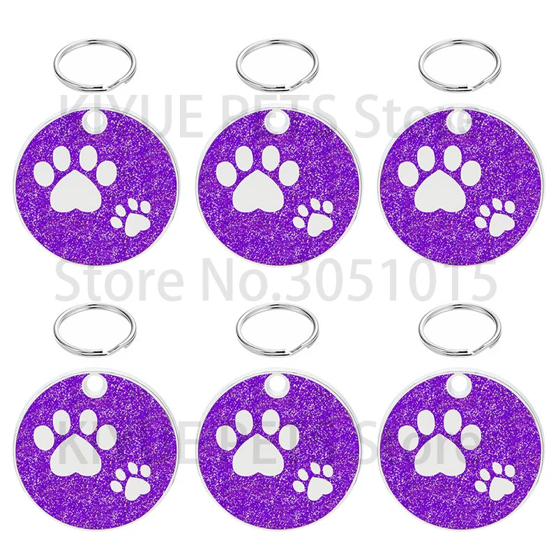 Wholesale 100pcs Shiny Dog Tag Necklace Pendants Personalized Pet ID Tag Engraved Name Number Address Collar MetalPuppy Cat Neck